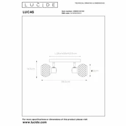 Lampes Dorées-Luminaires Lucide Plafonnier Lucide LUCAS Noir, 2 lumières