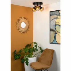 Lampes Dorées-Luminaires Lucide Plafonnier Lucide LUCAS Noir, 3 lumières