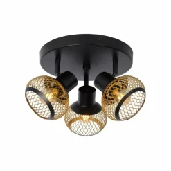 Lampes Dorées-Luminaires Lucide Plafonnier Lucide LUCAS Noir, 3 lumières