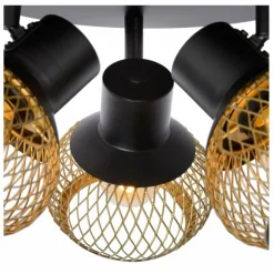 Lampes Dorées-Luminaires Lucide Plafonnier Lucide LUCAS Noir, 3 lumières