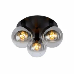 Suspension Verre Fumé-Luminaires Lucide Plafonnier Lucide MARIUS Noir, 3 lumières