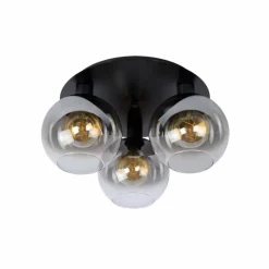 Suspension Verre Fumé-Luminaires Lucide Plafonnier Lucide MARIUS Noir, 3 lumières