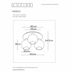 Suspension Verre Fumé-Luminaires Lucide Plafonnier Lucide MARIUS Noir, 3 lumières