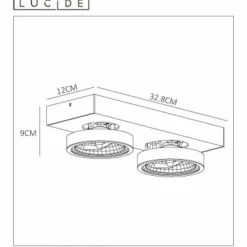 Lampes Industrielles-Luminaires Lucide Plafonnier Lucide NENAD AR111 LED Blanc, 2 lumières