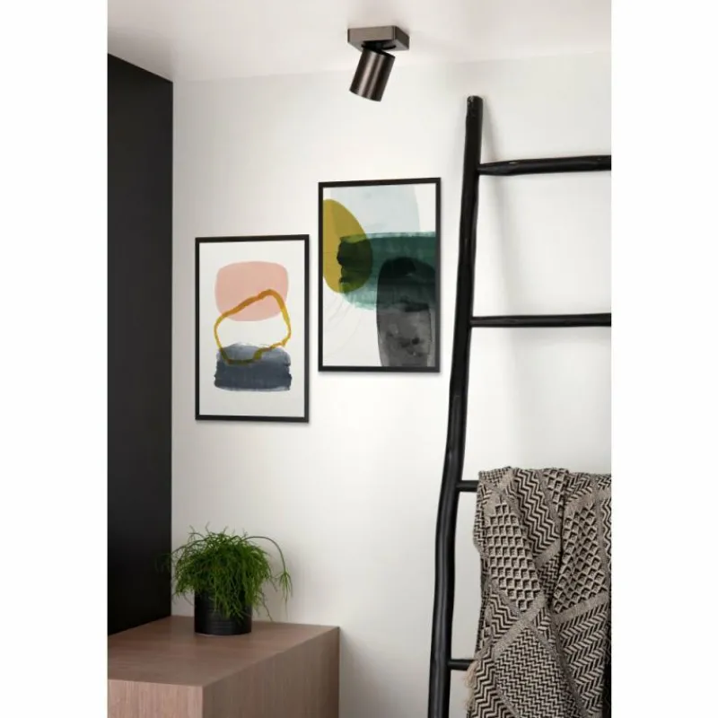 Luminaires Lucide Plafonnier Lucide NIGEL LED Acier inoxydable, Noir, 1 lumière* Spots Et Projecteurs