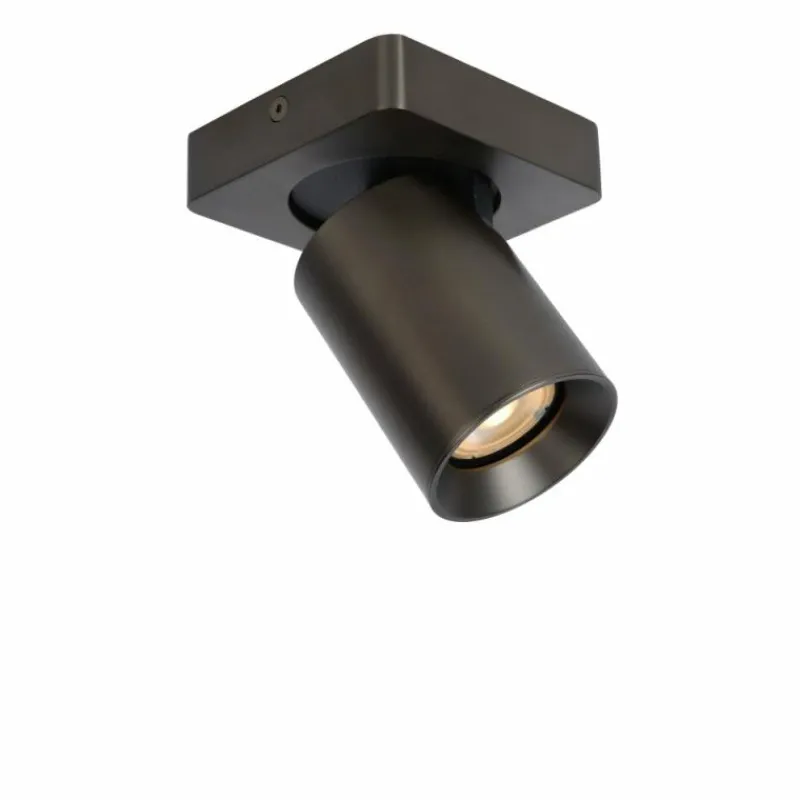 Luminaires Lucide Plafonnier Lucide NIGEL LED Acier inoxydable, Noir, 1 lumière* Spots Et Projecteurs
