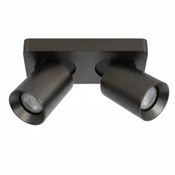 Luminaires Lucide Plafonnier Lucide NIGEL LED Acier inoxydable, Noir, 2 lumières* Spots Et Projecteurs