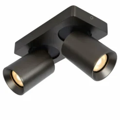 Luminaires Lucide Plafonnier Lucide NIGEL LED Acier inoxydable, Noir, 2 lumières* Spots Et Projecteurs