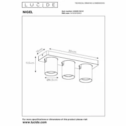 Lampes Dorées-Luminaires Lucide Plafonnier Lucide NIGEL LED Or, Laiton, 3 lumières