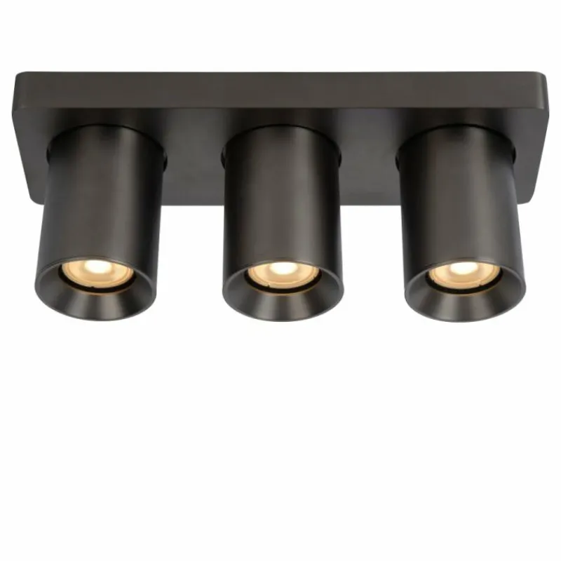 Luminaires Lucide Plafonnier Lucide NIGEL LED Acier inoxydable, Noir, 3 lumières* Éclairage Led