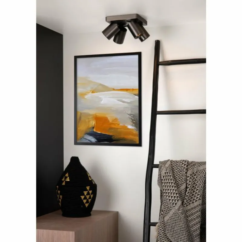 Luminaires Lucide Plafonnier Lucide NIGEL LED Acier inoxydable, Noir, 4 lumières* Éclairage Led