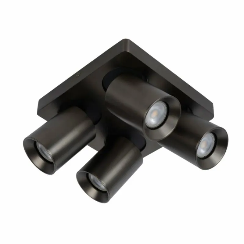 Luminaires Lucide Plafonnier Lucide NIGEL LED Acier inoxydable, Noir, 4 lumières* Éclairage Led