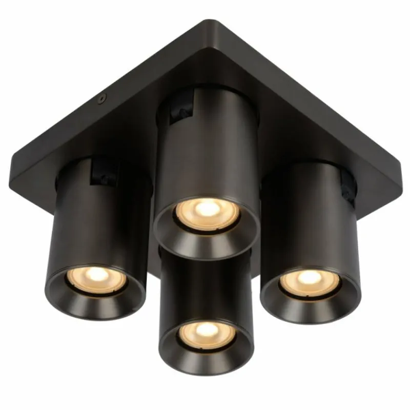 Luminaires Lucide Plafonnier Lucide NIGEL LED Acier inoxydable, Noir, 4 lumières* Éclairage Led