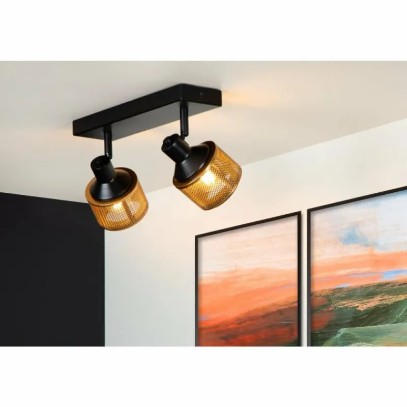 Lampes Dorées-Luminaires Lucide Plafonnier Lucide RAFA Noir, 2 lumières