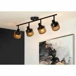Lampes Dorées-Luminaires Lucide Plafonnier Lucide RAFA Noir, 4 lumières