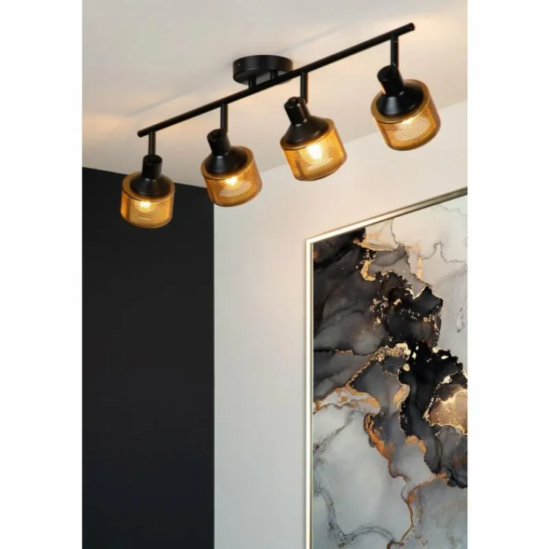 Lampes Dorées-Luminaires Lucide Plafonnier Lucide RAFA Noir, 4 lumières