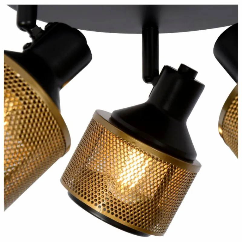 Lampes Dorées-Luminaires Lucide Plafonnier Lucide RAFA Noir, 3 lumières