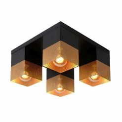 Lampes Dorées-Luminaires Lucide Plafonnier Lucide RENATE Noir, 4 lumières