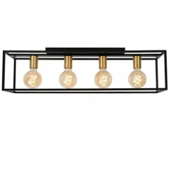 Lampes Dorées-Luminaires Lucide Plafonnier Lucide RUBEN Or, Laiton, Noir, 4 lumières