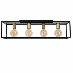 Lampes Dorées-Luminaires Lucide Plafonnier Lucide RUBEN Or, Laiton, Noir, 4 lumières