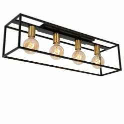 Lampes Dorées-Luminaires Lucide Plafonnier Lucide RUBEN Or, Laiton, Noir, 4 lumières