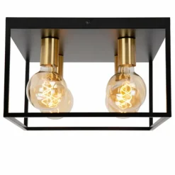 Lampes Dorées-Luminaires Lucide Plafonnier Lucide RUBEN Or, Laiton, Noir, 4 lumières