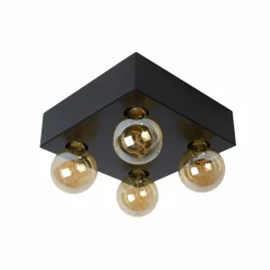 Luminaires Rustiques-Luminaires Lucide Plafonnier Lucide SURTUS Noir, 4 lumières