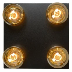 Luminaires Rustiques-Luminaires Lucide Plafonnier Lucide SURTUS Noir, 4 lumières