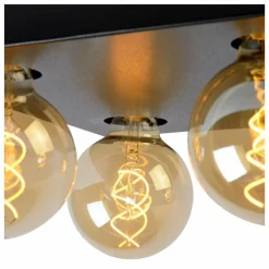 Luminaires Rustiques-Luminaires Lucide Plafonnier Lucide SURTUS Noir, 4 lumières