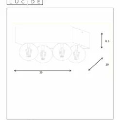Luminaires Rustiques-Luminaires Lucide Plafonnier Lucide SURTUS Noir, 4 lumières