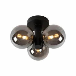 Suspension Verre Fumé-Luminaires Lucide Plafonnier Lucide TRUDY Noir, 3 lumières