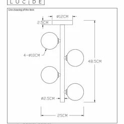 Luminaires Rustiques-Luminaires Lucide Plafonnier Lucide TYCHO Or, 4 lumières