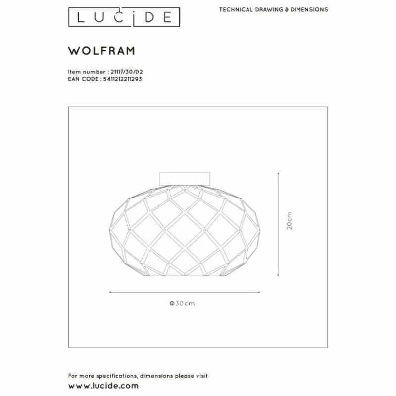 Lampes Dorées-Luminaires Lucide Plafonnier Lucide WOLFRAM Or, Laiton, 1 lumière
