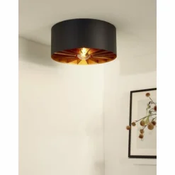 Lampes Dorées-Luminaires Lucide Plafonnier Lucide ZIDANE Noir, 1 lumière