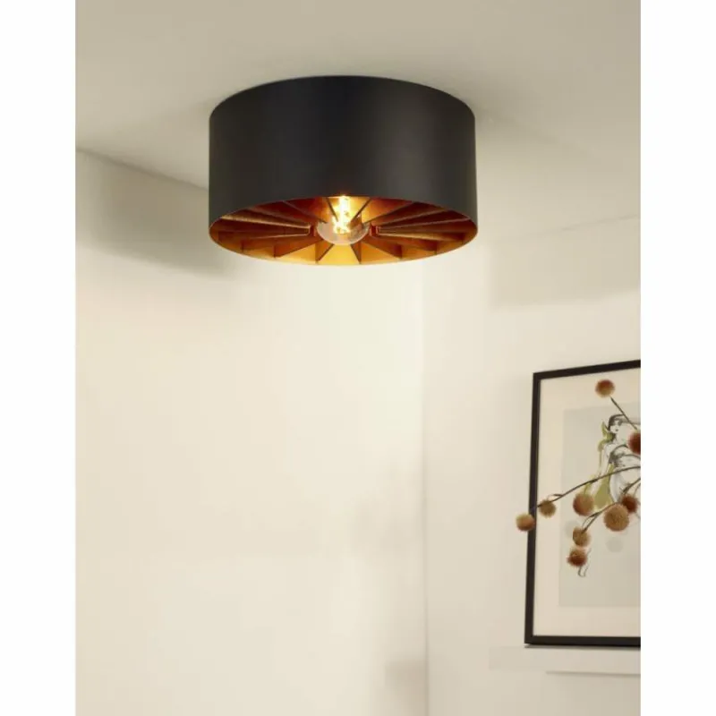 Lampes Dorées-Luminaires Lucide Plafonnier Lucide ZIDANE Noir, 1 lumière