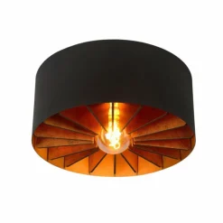 Lampes Dorées-Luminaires Lucide Plafonnier Lucide ZIDANE Noir, 1 lumière