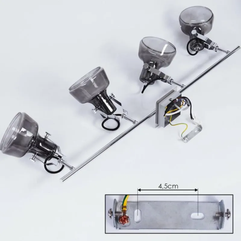 Suspension Verre Fumé-hofstein Plafonnier Lulea Chrome, 4 lumières