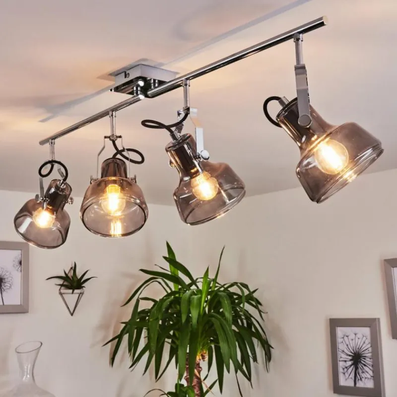 Suspension Verre Fumé-hofstein Plafonnier Lulea Chrome, 4 lumières