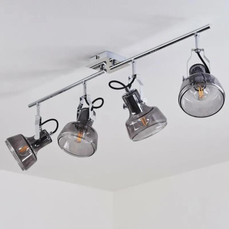 Suspension Verre Fumé-hofstein Plafonnier Lulea Chrome, 4 lumières