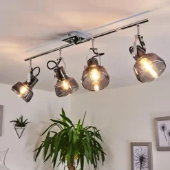 Suspension Verre Fumé-hofstein Plafonnier Lulea Chrome, 4 lumières