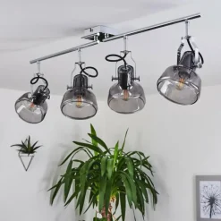 Suspension Verre Fumé-hofstein Plafonnier Lulea Chrome, 4 lumières