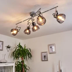 Suspension Verre Fumé-hofstein Plafonnier Lulea Chrome, 5 lumières