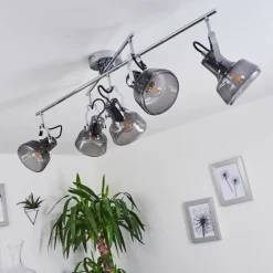 Suspension Verre Fumé-hofstein Plafonnier Lulea Chrome, 5 lumières