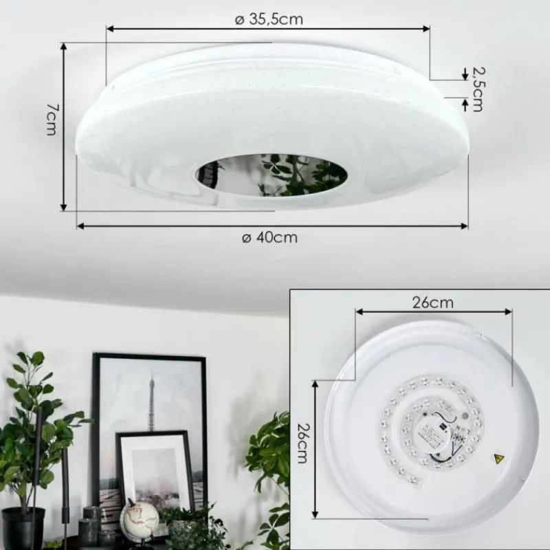 hofstein Plafonnier Lumsden LED Blanc, 1 lumière, Détecteur de mouvement