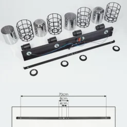 Suspension Verre Fumé-hofstein Plafonnier Lungernsee Noir, 4 lumières