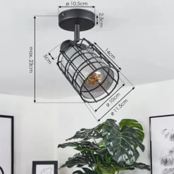 Suspension Verre Fumé-hofstein Plafonnier Lungernsee Noir, 1 lumière