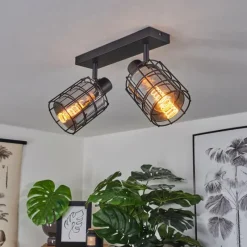 Suspension Verre Fumé-hofstein Plafonnier Lungernsee Noir, 2 lumières