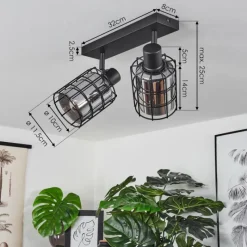 Suspension Verre Fumé-hofstein Plafonnier Lungernsee Noir, 2 lumières