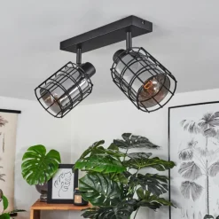 Suspension Verre Fumé-hofstein Plafonnier Lungernsee Noir, 2 lumières