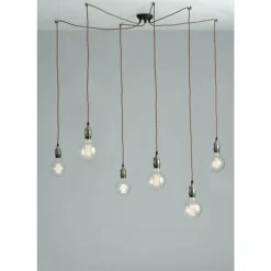 Lampes Vintages & Rétros-Luminaires Lutec Plafonnier Lutec GROOVE Brun, 6 lumières